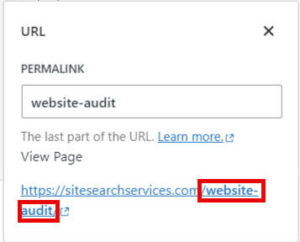 Image of the slug/permalink for website audit