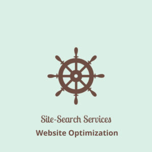 Logo of Ship's helm with Site-Search Services below it, and a tagline of 'Website Optimization'