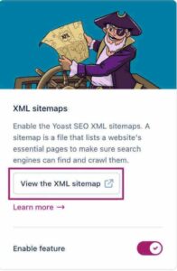 Screenshot of pirate holding a map for Yoast XML sitemap